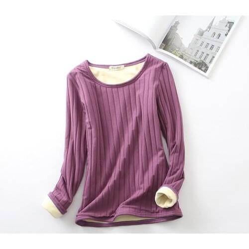 New Autumn Winter Plus Size Warm Thick T-Shirts Women Sweet Slim Knitting Cotton Pullovers T-Shirt Velvet O-Neck Tops Tees Mw409