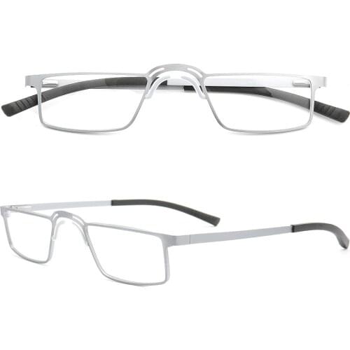 Women silver frame glasses rectangular glasses Men square eyeglasses frame fashion Metal eyeglass frame lightweight prescription