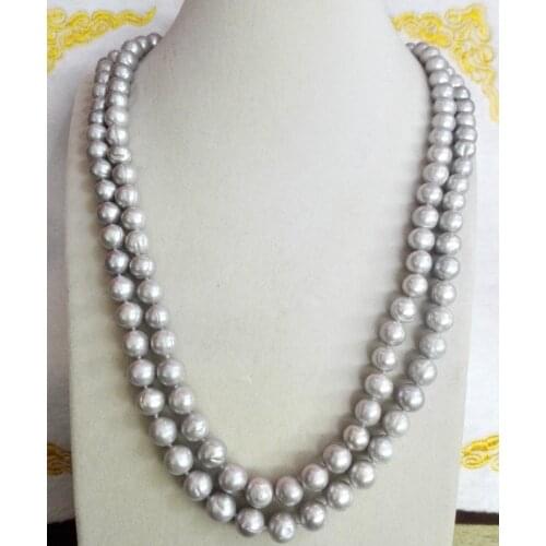 Women Classic Jewelry 160cm 10mm Gray Baroque pearl necklace real natural freshwater pearl 64inch