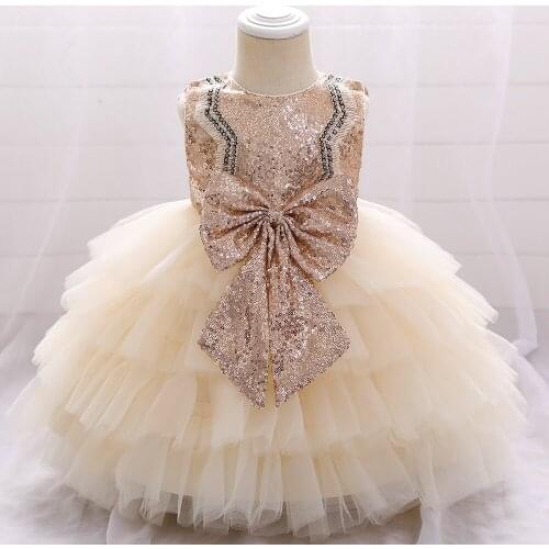 Princess Flower Girl Dresses Kids Dresses for Girls Sequins Bowknot Baby Girls Dresses Ball Gown Wedding Birthday Party Dress