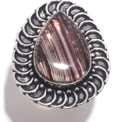 Genuine Dichroic Glass Ring Silver Overlay over Copper , Hand Made Women Jewelry gift, Size: 7.25 , R6868