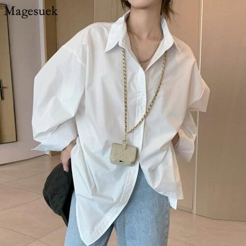 Casual Loose Cotton Blouse Women Autumn 2021 Long Sleeve White Button Womens Shirt Office Lady Tops Women Clothing Blusas 16911