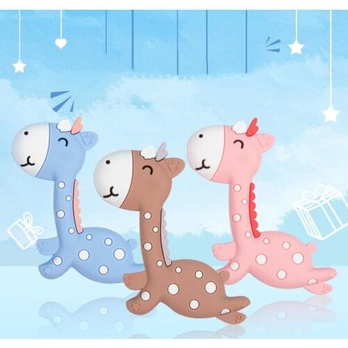 Food Grade Silicone Teethers Multisurface Giraffe Shape Soft Baby Teethers Infant Baby Silicone Charms Teething Gift Toddler Toy