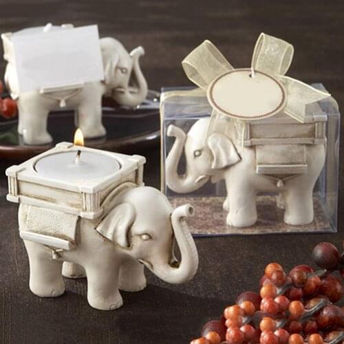Retro Lucky Elephant Tea Light Candle Holder Candlestick Wedding Favor Home Decor