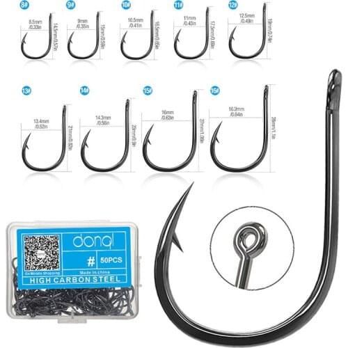 50pcs/box Fishing Hooks Set Carbon Steel Single Circle Fishhook Fly Fishing Jip Barbed Carp Hooks Sea Fishing Tackle Accessory