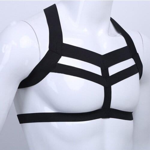 Sexy Lingerie Mens Elastic Straps Short Shirt Disciplin Bondage Stripe Tops Harness Gay Fetish Lingerie Bandage Tanks Top