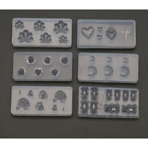 6Pcs Handmade Stat Moon Cross Flower Bear Nail Art Silicone Mold Kit Nail Carving Mold Nail Art Templates Maincure Tools