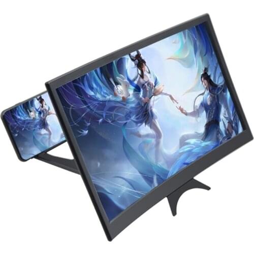 Phone Screen Magnifier 14in 3D High Defination Mobile Phone Screen Amplifier Foldable Stand for Movies Videos Gaming QW