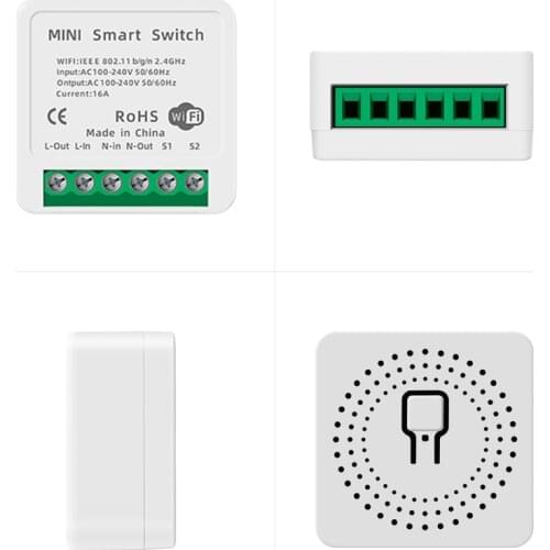 For Alexa Tuya Google Home 10A/16A White MINI Wifi Smart Switch Module Timer Wireless Switches Group Control Smart Plug Switches