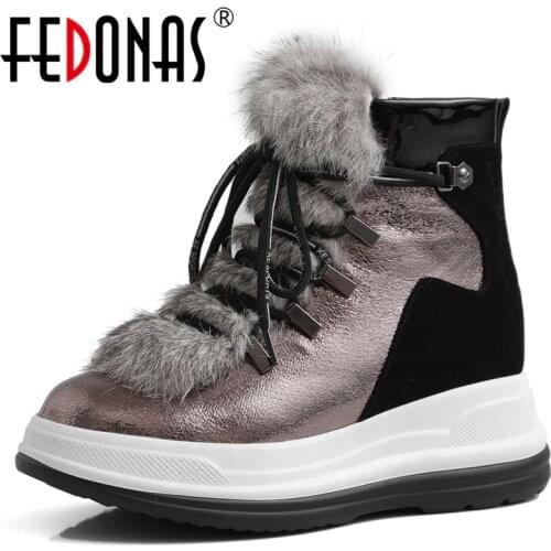 FEDONAS Brand Women Wool Ankle Boots Winter Warm Short Boots Genuine Leather Office Casual Shoes Woman Flats Platform Boots