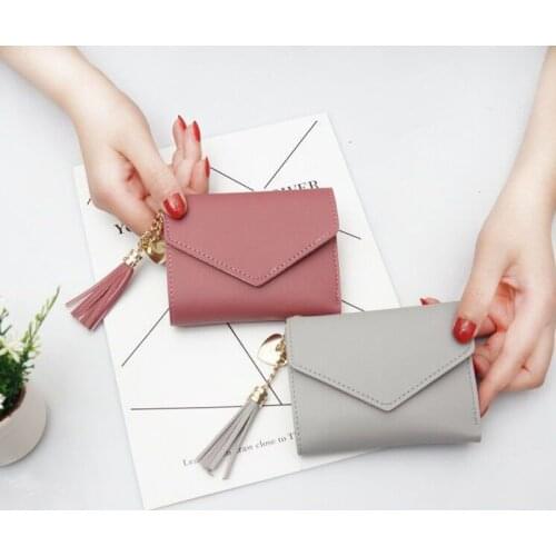 Womens Tassel Wallet Fashion Purse Female Short Heart Mini Wallets Korean Student Purse Ladies Small Wallet For Women Money Bag