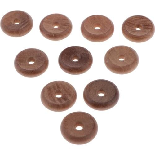 10Pcs Natural Wood Loose Beads, Retro Flat Wooden Spacer Beads for DIY Project, 3mm Hole