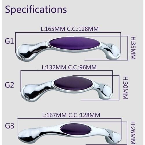 10PCS Cabinets Purple Jade Handles Zinc Alloy Wardrobe Drawers Pulls