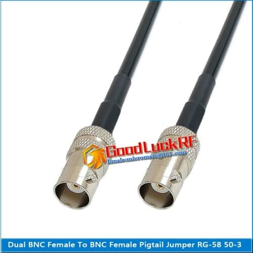 1X Pcs High quality Q9 BNC Female To BNC Female BNC 2 Dual Female Connector Pigtail Jumper RG-58 RG58 3D-FB Extend cable 50 Ohm