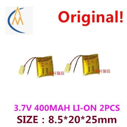 2PCS New sufficient capacity polymer li-ion battery 3.7 V 852025 400 mah MP3 stereo headset bluetooth keyboard solar energy LED