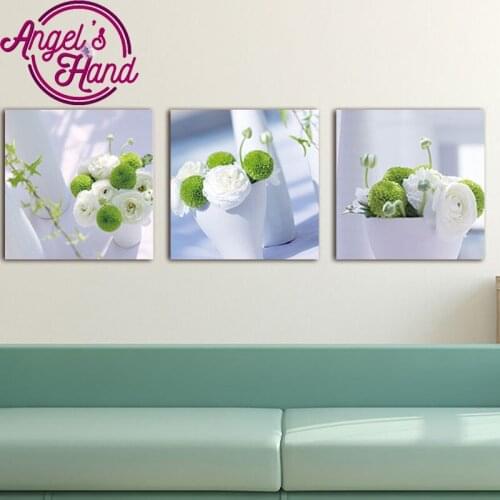 3 pcs/set,Diy Diamond Painting Cross Stitch 5D Diamond Embroidery white flowers,Full Square Drill,Diamond Mosaic Decoration