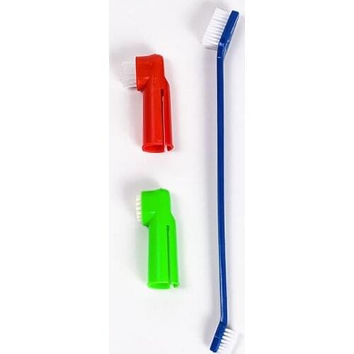 3Pcs Dog Toothbrush Set Dual Head Dog Brush Teeth For Small Large Medium Dogs Pet Toothbrush Mouth Finger Brush Cleaning Tool