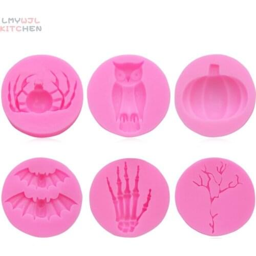 6 Models/Halloween Cake Decoration Molds Bat Pumpkin Owl Spider Shaped Chocolate Fudge Silicone Mold Cake Decoration Accessories