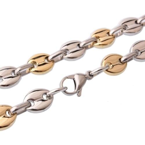 7/9/11mm wide 7 inch- 40 inch for choose Hip-Hop XMAS Gift High Quality Stainless Steel coffee beans Chain Necklace Mens Jewelry