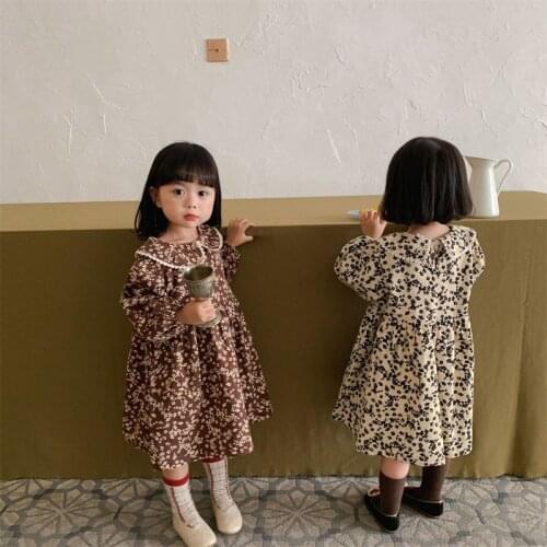 Girl Dress Kids Baby Gown 2021 Retro Spring Autumn Toddler Princess Outwear School Beach Uniform Dresses Children Clothing