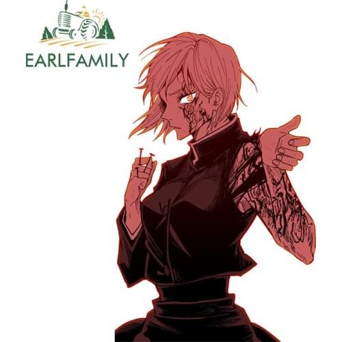 EARLFAMILY 13cm x 8.3cm for Jujutsu Kaisen Kugisaki Nobara Car Sticker JDM ATV Graffiti Decal Scratch-Proof Sunscreen Decoration