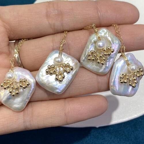 ECHSUN Pure natural baroque freshwater pearl 14K gold bijoux femme jewelry set handmade necklace earrings for womenwholesale