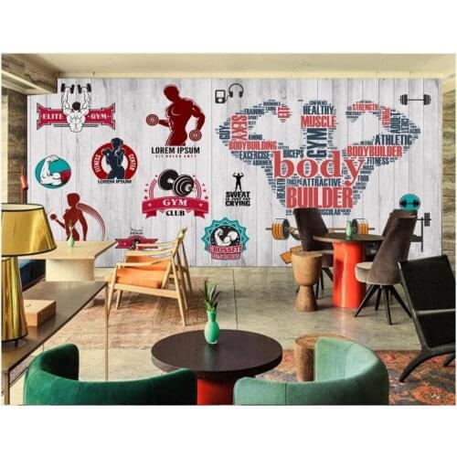 Custom murals wallpaper for walls 3 d Gym mural Wooden plank retro sports fitness club image wall background wall papers decor