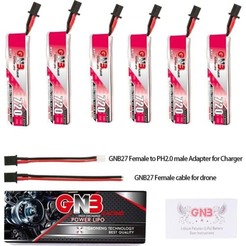 GNB 720mAh 1S 3.8V 100C HV Lipo Battery GNB27 Plug Connector for RC FPV Racing Drone Whoop Frame Kit Spare Parts