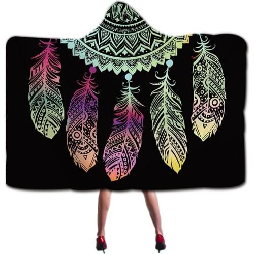Hot Sale Feather Hooded Blanket Winter Children Adult Home Hooded Cloak