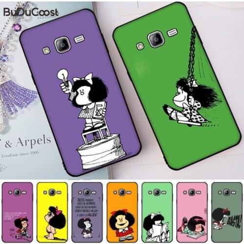 Hrmes Argentina Quino Mafalda Girl Black Cell Phone Case For Samsung Galaxy J7 J6 J8 J4 J4Plus J7 DUO J7NEO J2 J7 Prime