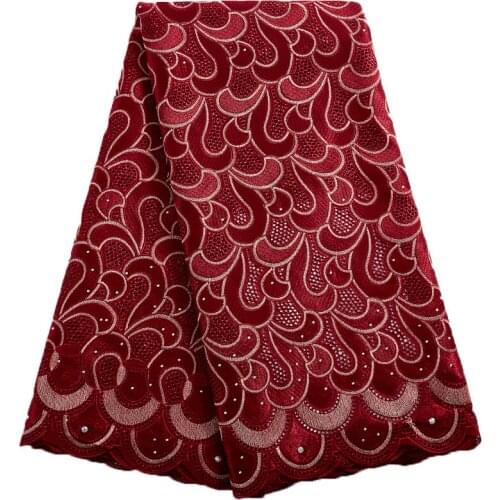 SJD LACE New High Quality African Swiss Voile Lace With Stones Switzerland Embroidery African Lace Fabric 2021 Women Dress A2417