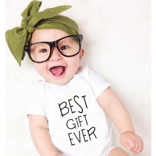 Best Gift Ever for Daddy and Mommy Baby Boy Girl Onesies Cotton Short Sleeve Romper Jumpsuit New Born Baby Bodysuit Clothes