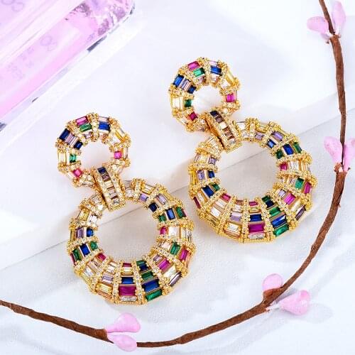 Missvikki Luxury charms original Design Round Pendant Earrings Jewelry Fashion Bridal Wedding boucle d'oreille femme 2021 New