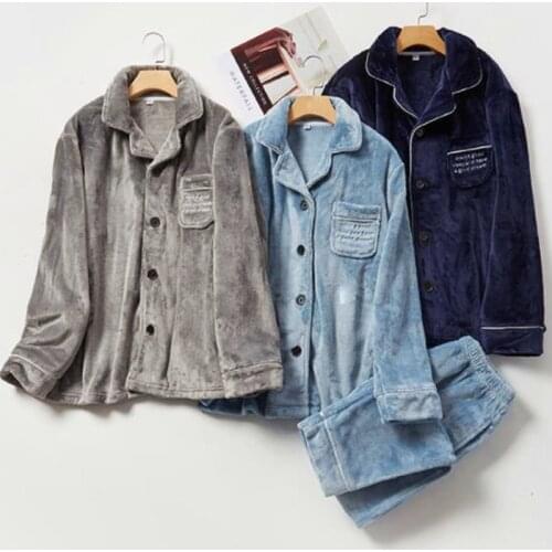 Plus Size Men Winter Warm Pajama Set for Women Velvet Home Wear Flannel Sleepwear Casual Couple Nightwear Pijamas Suit M-3XL