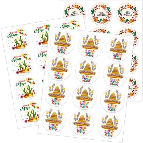 Mexican Cactus Taco Summer Party Stickers for Box Bag Seal Labels Birthday Decorations Fiesta Viva Mexico Labels Cinco De Mayo