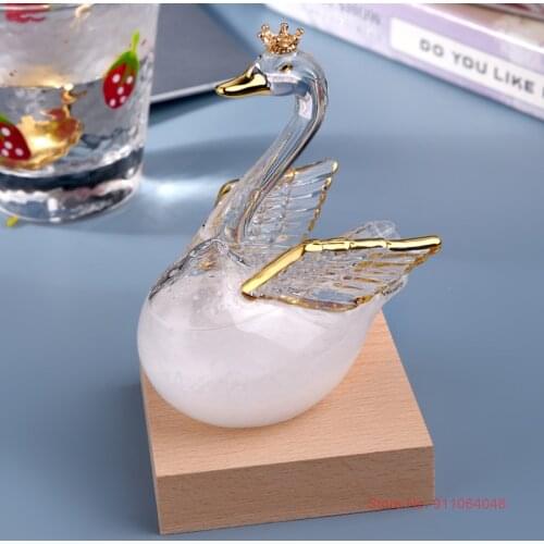 Latest Gold-plated Swan Barometer Storm Glass Weather Forecast Liquid Crystal Ornaments Bottle Kawaii Room Decor Terrarium Gifts