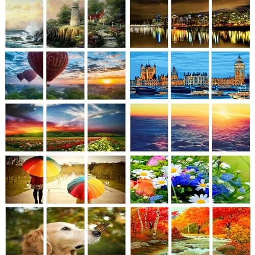 New arrivel 3pcs 40x50cm Oil Paint Landscape Pictures Painting by Numbers Wall art Triptych canvas painting Gift for Home Decor
