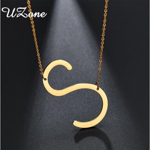 UZone Letter S Necklaces Alfabet Initial Stainless Steel Choker Necklace For Mother Kolye Collier