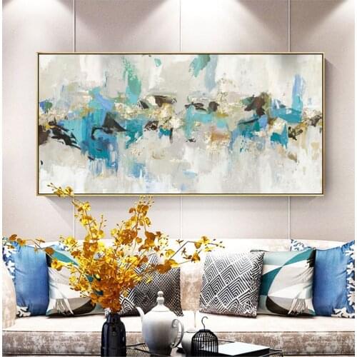 Print Oil Painting Modern Abstract Nordic style porch Living Room Decorative Landscape blue Canvas Wall Art Posters Unframed Pai