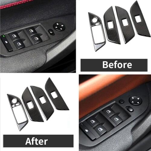 Right Drive Car Window Glass Control Buttons Frame Stickers for BMW X1 E84 11-15 Interior Accessories