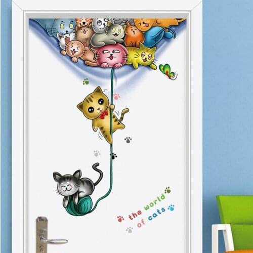 Cartoon Animals Balloon Wall Decor Removable Vinyl PVC Wallpaper Kids Room Nursery Bedroom Decoration Decals Cute Door Stickers