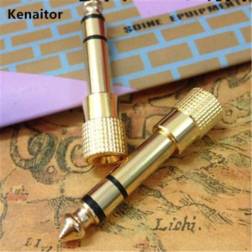 10PCS direct gold-plated microphone headset 3.5mm female hole to turn 6.35 6.5mm male plug small minijack plug Wire Connector