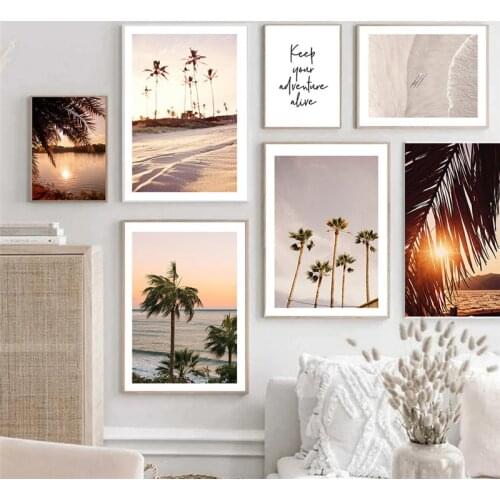 Scandinavian Sunset Scenery Art Canvas Painting Prints Palm Tree Art Poster Wall Art Pictures For Living Room Home Decor