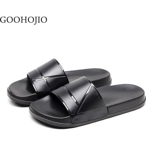 Summer Home Men Slippers Simple Black White Shoes Non-slip Bathroom Slides Flip Flops Couples Indoor Women Platform Slippers