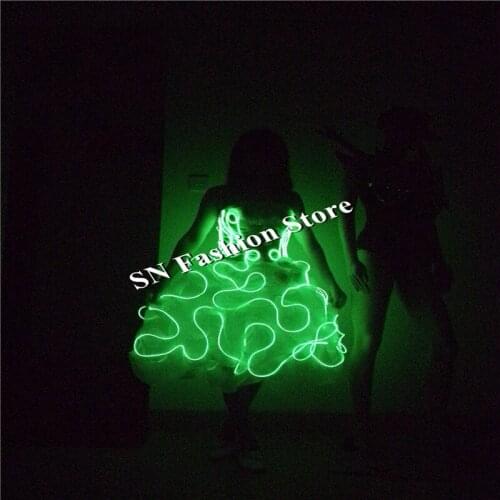 SN79 EL cold wires light costumes music dance ballroom sexy singer wear stage clothes luminous light party bar ballet dj dresses