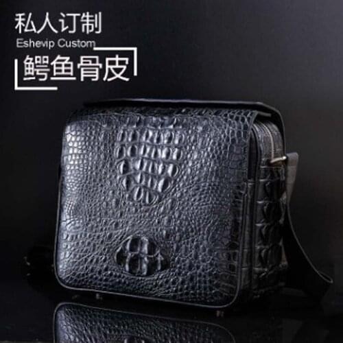 Ourui new selling true crocodile Messenger bag black One shoulder cross shoulder bag Package male new