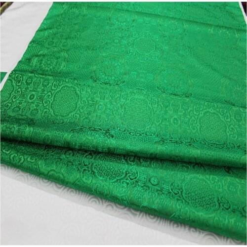 HLQON brocade yarn dyed green fabric patchwork felt tissue telas bed sheet cheongsam dress children coat cloth 75cm width