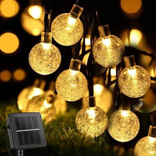 Solar String Lights Outdoor Crystal Globe Lights 100 Led Bulb Waterproof Solar Powered Patio Light with 8 Modes for Party Decor