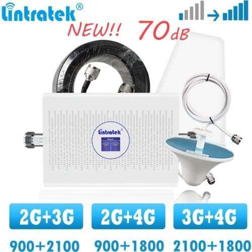 Lintratek Dual band 3G 4G cellular signal booster gsm 900 1800 lte repeater 2100 cellphone internet voice call signal amplifier