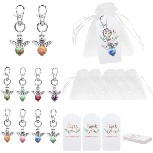 Uclio 20PCS Creative Angel Keychain Baby Baptism Wedding Guest Thank You Gift Birthday Gift Crown Angel Wings Keychain